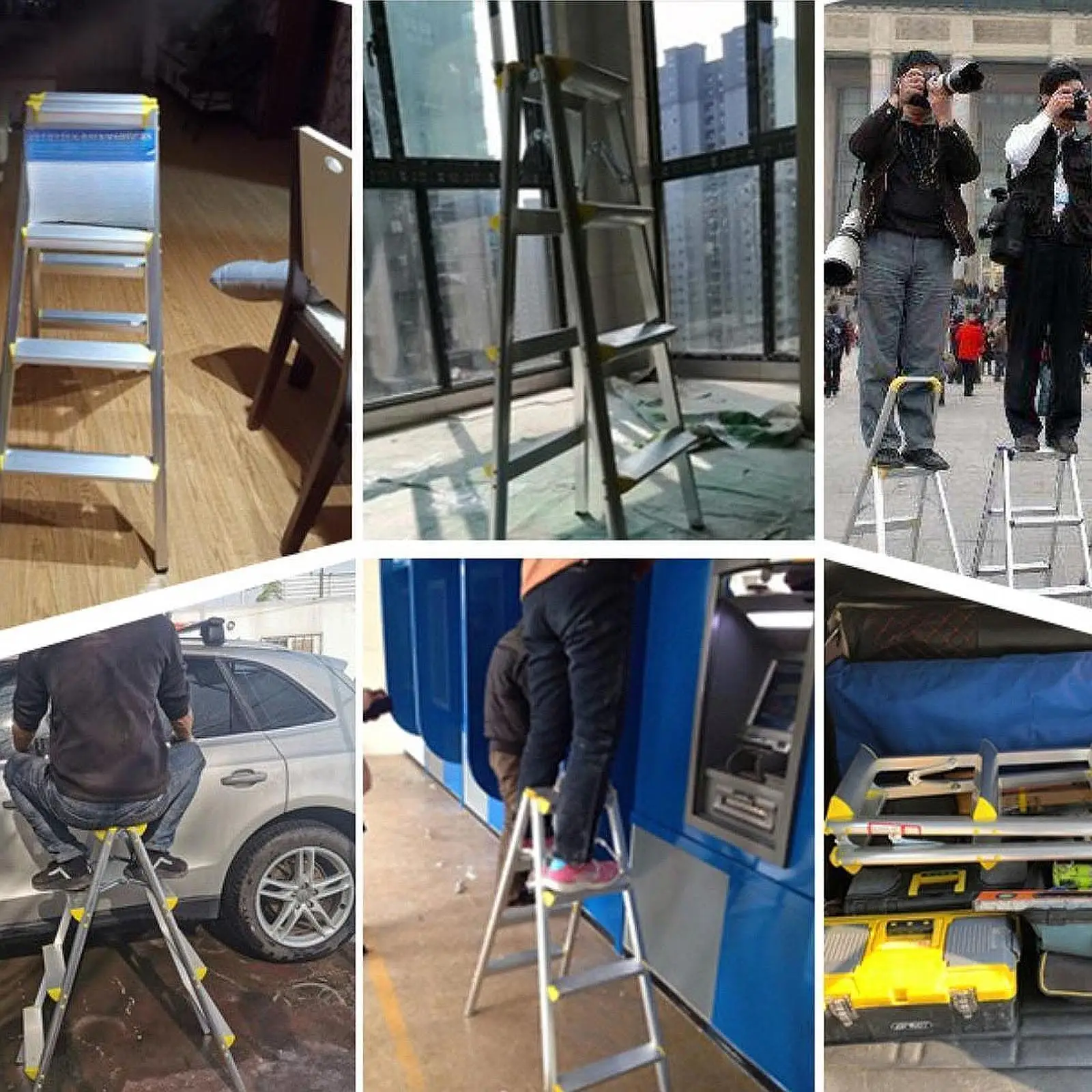 المحمولة مكتب المنزلية المضادة للانزلاق طوي سلم درجة سلم 2 خطوة البراز متعددة الوظائف متعرجة سلم دواسة واسعة