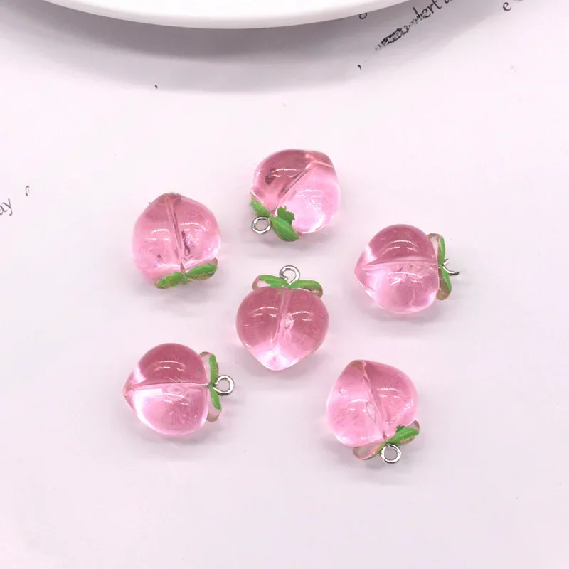 10 sztuk imitacja Friut Charms żywica różowa brzoskwinia wisiorki do tworzenia biżuterii kolczyki brelok naszyjnik DIY Cratfs ustalenia — zdjęcie 2