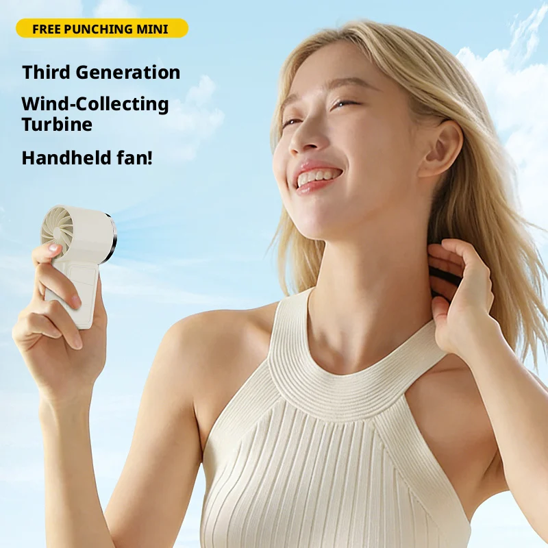 SEAMETAL Portable Handheld Fan 5-Speed Turbo Cooling Fan Tiny Size USB Rechargeable Personal Fan for Travel & Outdoor