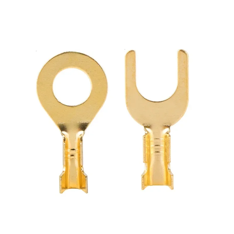 Connecteurs de câble de fil électrique en laiton doré, cosses de borne de sertissage d'anneau, type de chaussure O, prise pour vis d'épissure, M3 figuré, M5, M6, M8, M10, 50 pièces