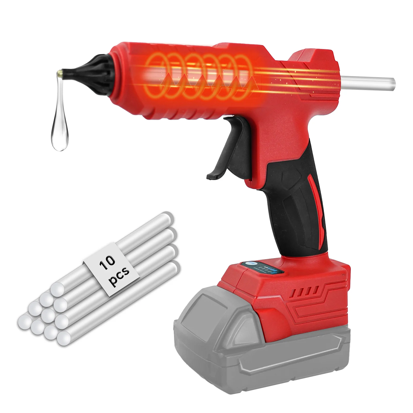 

Аккумуляторный электрический клеевой пистолет мощностью 100 Вт, инструмент для домашнего ремонта с 10 клеевыми палочками 11 мм для аккумулятора Milwaukee 18 В (без батареи)