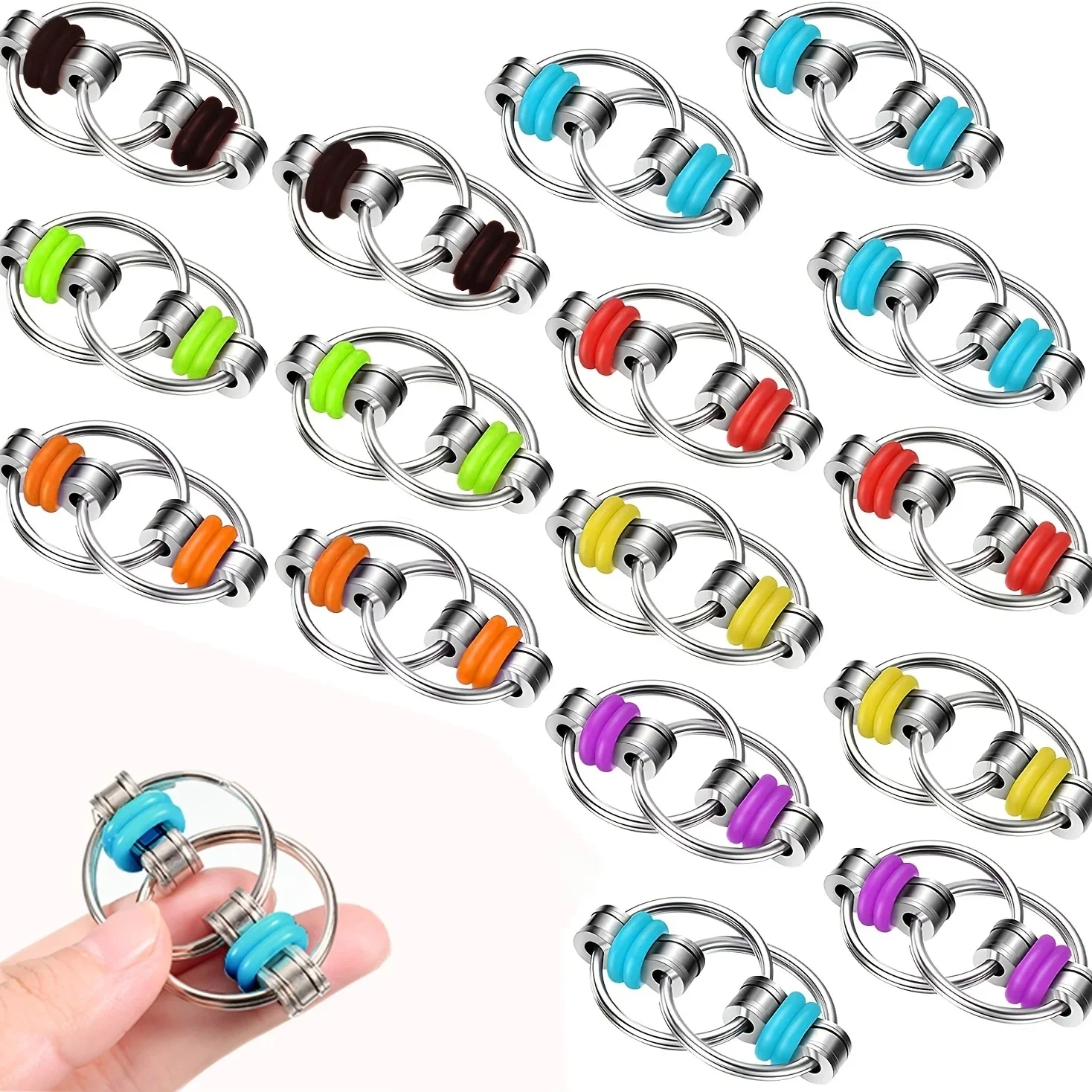 AliExpress XYTLEZONE 7/21/49pcs Bicycle Iron Chain Fidget Toys Keychain, Fidget Flippy Chains For Anxiety Stress Relief For Adults