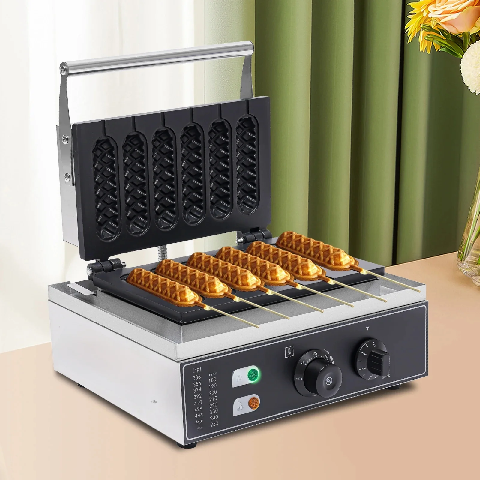 1500W 220V Commerciële 6 stks Wafelijzer Hot Dog Machine DIY voedsel Making Machine - afbeelding 2