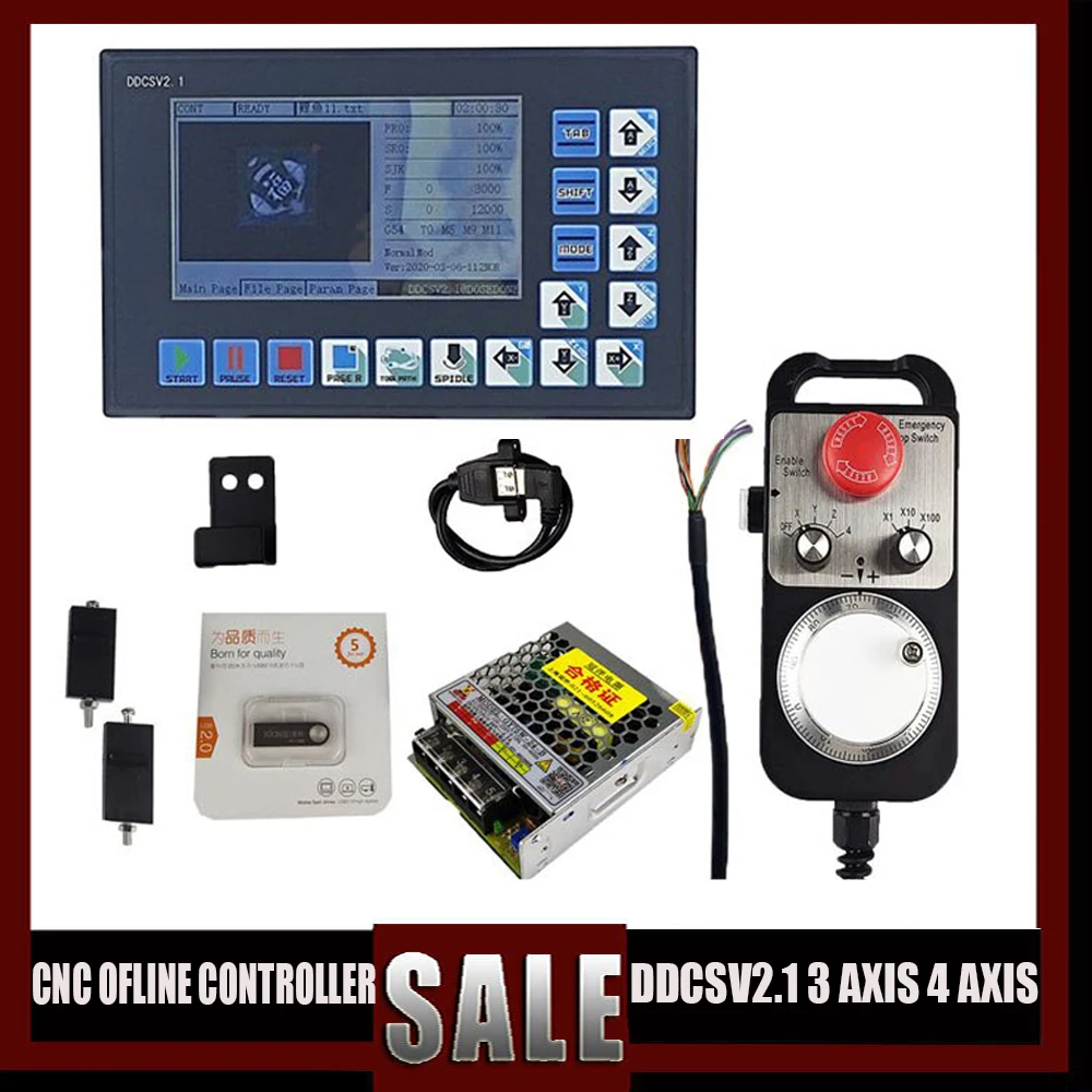 

The latest DDCSV2.13 axis 4 axis CNC offline motion controller kit engraving machine emergency stop electronic handwheel