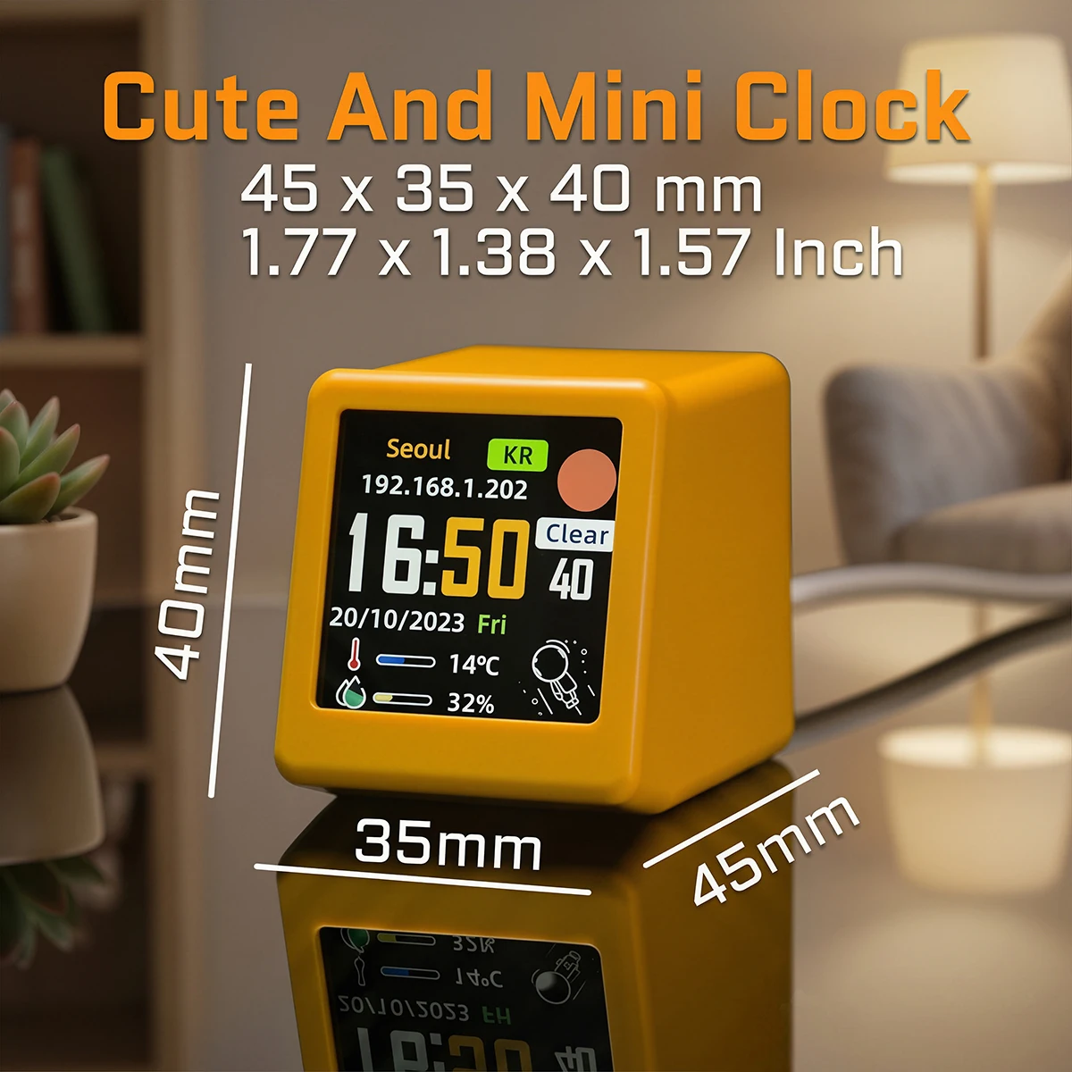 USB Powered Mini Smart Weather Digital Clock Weather StationGIF Animation Display WiFi Networking Automatic Update Desktop Decor