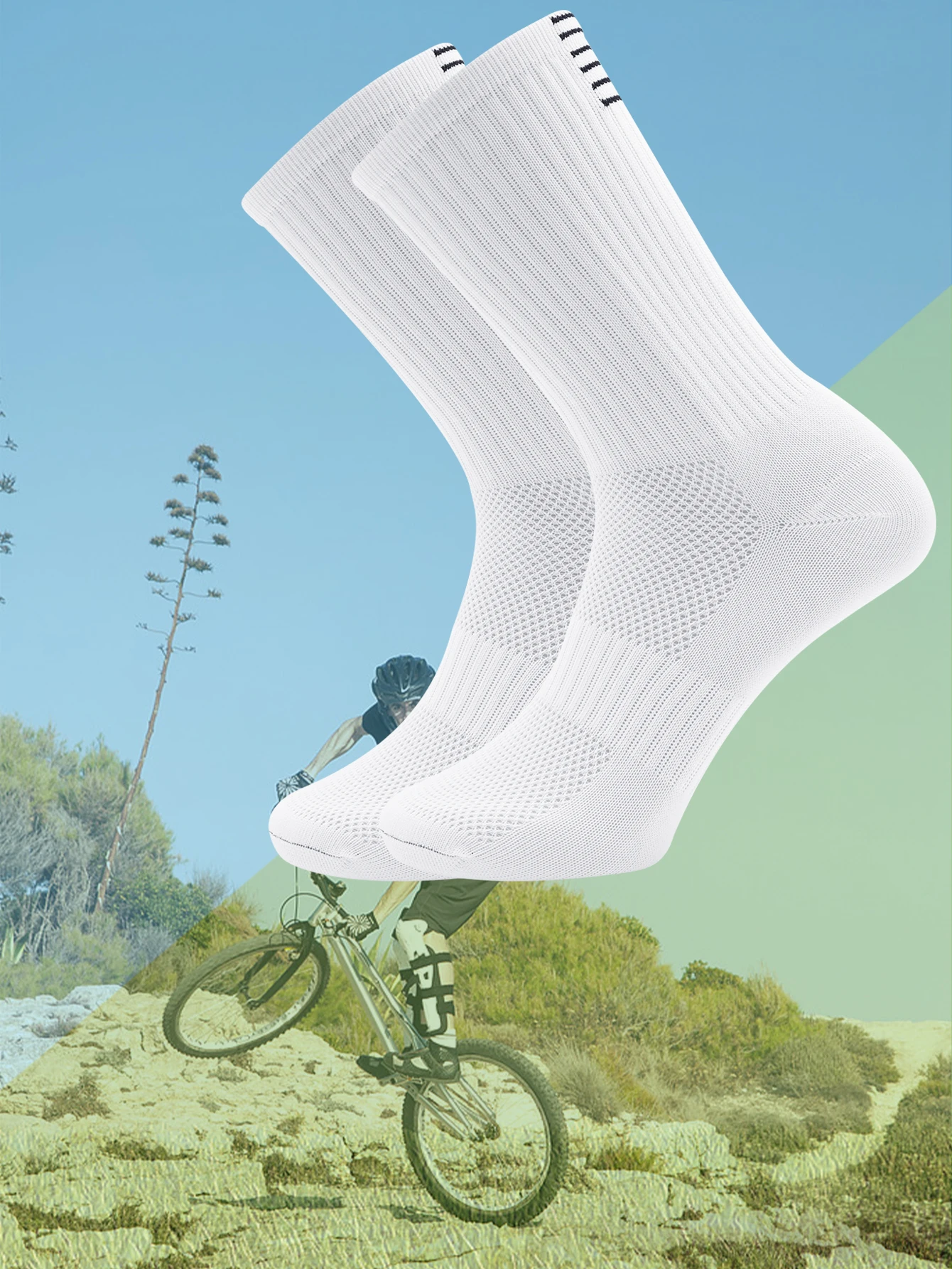 1 Pair Cycling Socks Compression Athletic Crew Running Socks Mens Womens Hiking Riding Bike Workout Climbing Sports