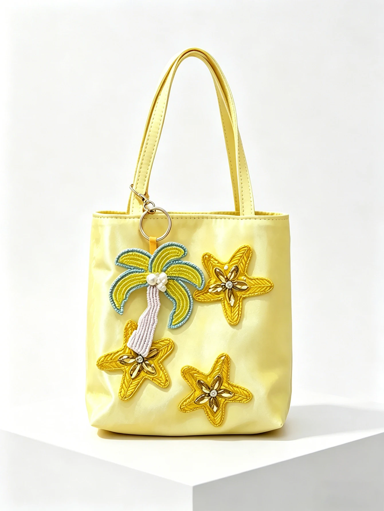 Nouveau sac seau pour femme, petit format, motif étoile de mer et palmier, sac à bandoulière et à main, idéal pour les vacances d'été