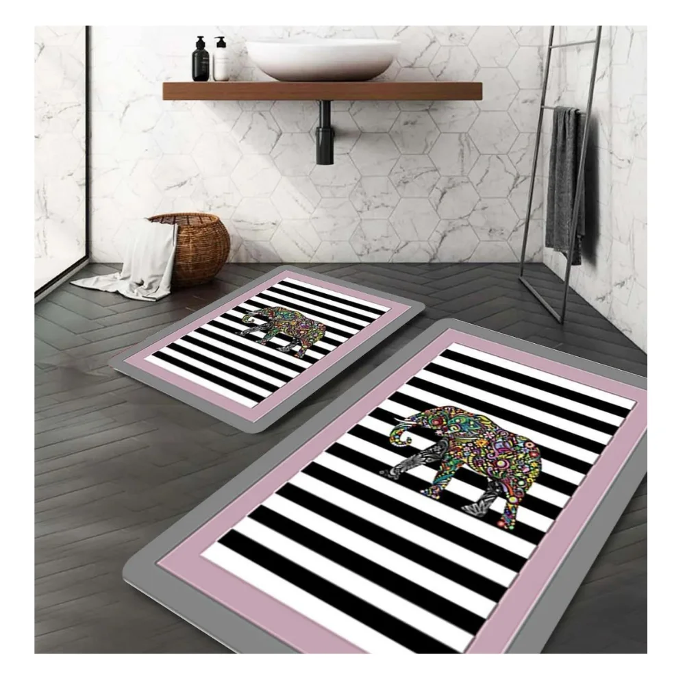 Elephant Pattern Yellow Gray pink Bath Mat Carpet Mat Floor Floor Floor Stylish Bathrooms Different Pattern Colorful Elephant Gift Do