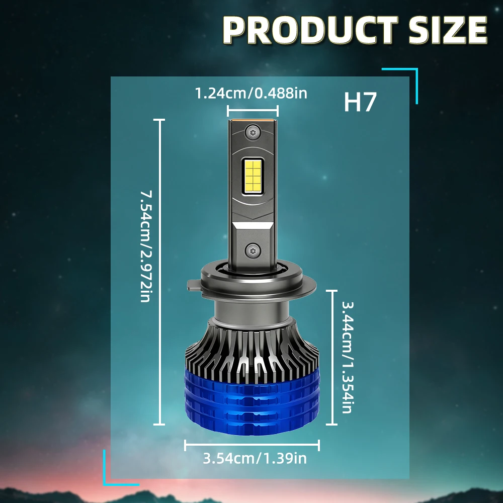 150 واط 20000LM H7 LED المصابيح الأمامية 6000 كيلو المصابيح الأمامية البيضاء Led مصابيح كهربائية للسيارة مع أنبوب نحاسي مزدوج مروحة تربو أضواء السيارات #2