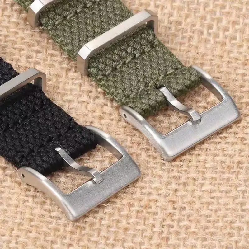 Single-layer strap crafted from a soft linen-nylon blend (compatible with multiple brands; available in 20mm and 22mm sizes)