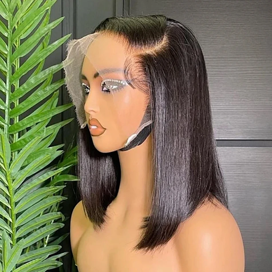 

Short Bob Wig Straight Human Hair 4x4 Lace Closure Wig Glueless 13X4 Lace Front Wig Baby Hair 200% Density For Black Women