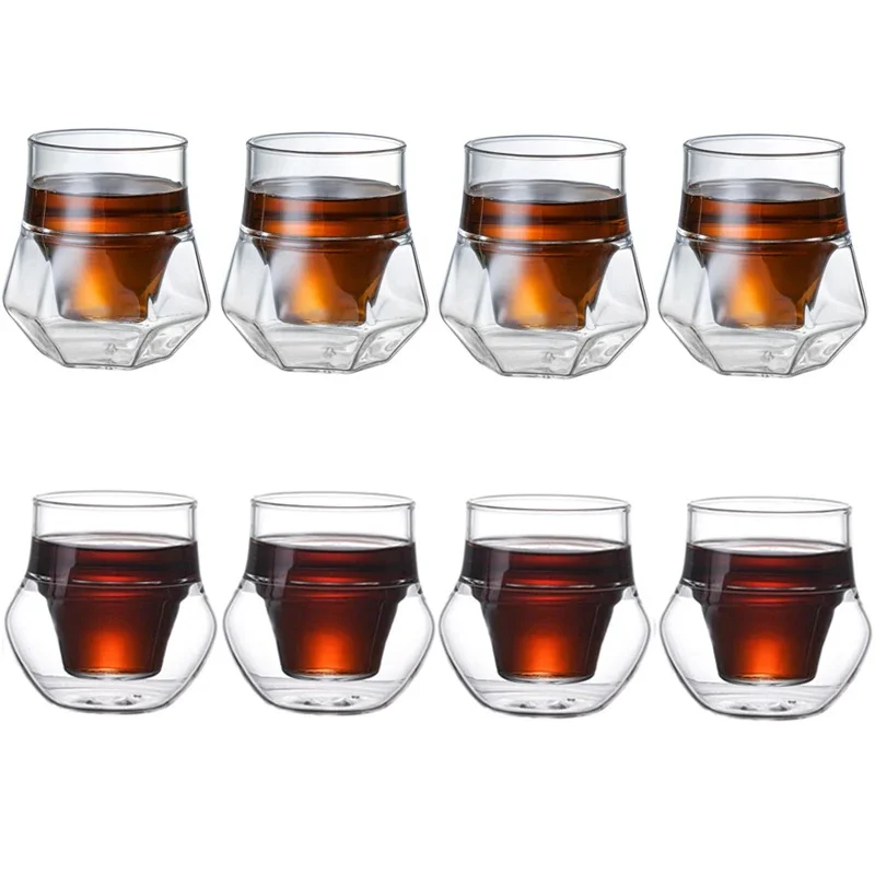Tasse à expresso en verre à Double paroi, 120/130ML, verres à café transparents isolés, ensemble de tasses à thé Latte, accessoires pour café, 2/4/8 pièces