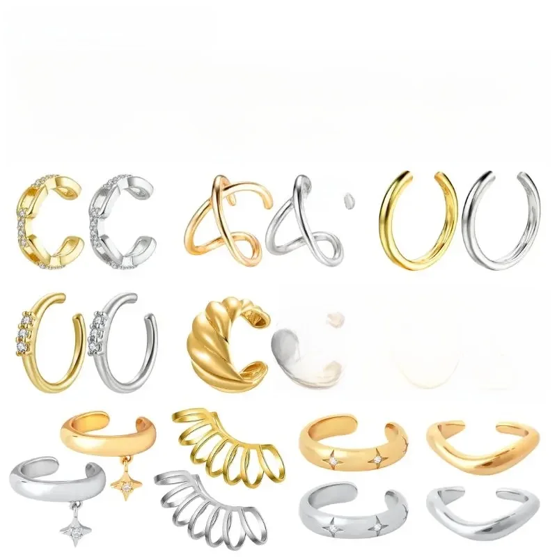1PC Punk Ohr Manschette Überzogene 24K Gold/925 Silber Conch Clip Ohrringe Für Frauen Kletterer Kein Piercing gefälschte Knorpel Ohrringe