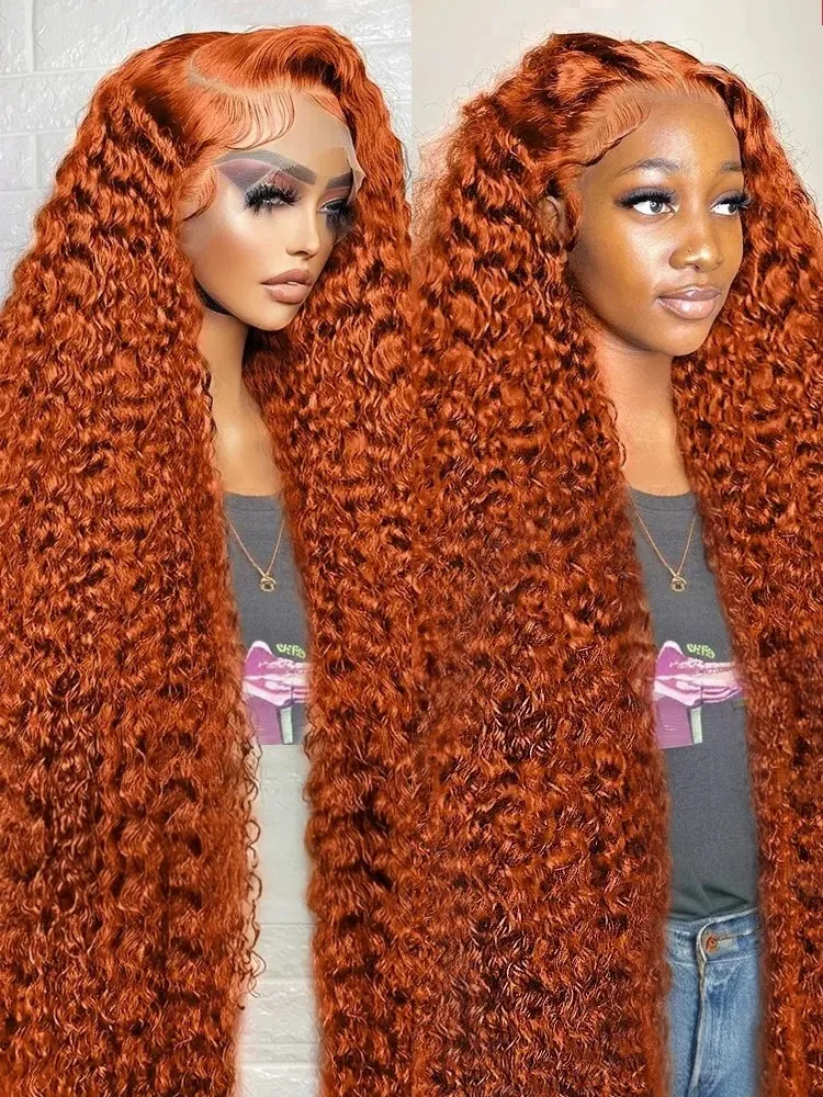 

YKB 350 Ginger 13x6 HD Lace Front Curly Wigs Human Hair 30 Inch 13x5 Lace Frontal Wig Deep Wave Colored Peruvian Raw Preplucked