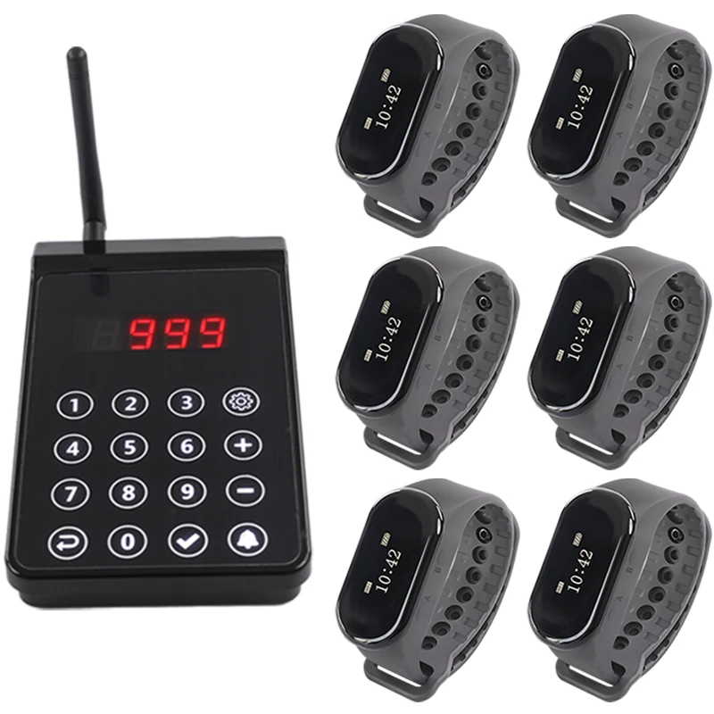 wireless ver pager system touch keyboard transmissor chamada de garcom pulseira pulseira receptor para restaurante bar coffee shop 01