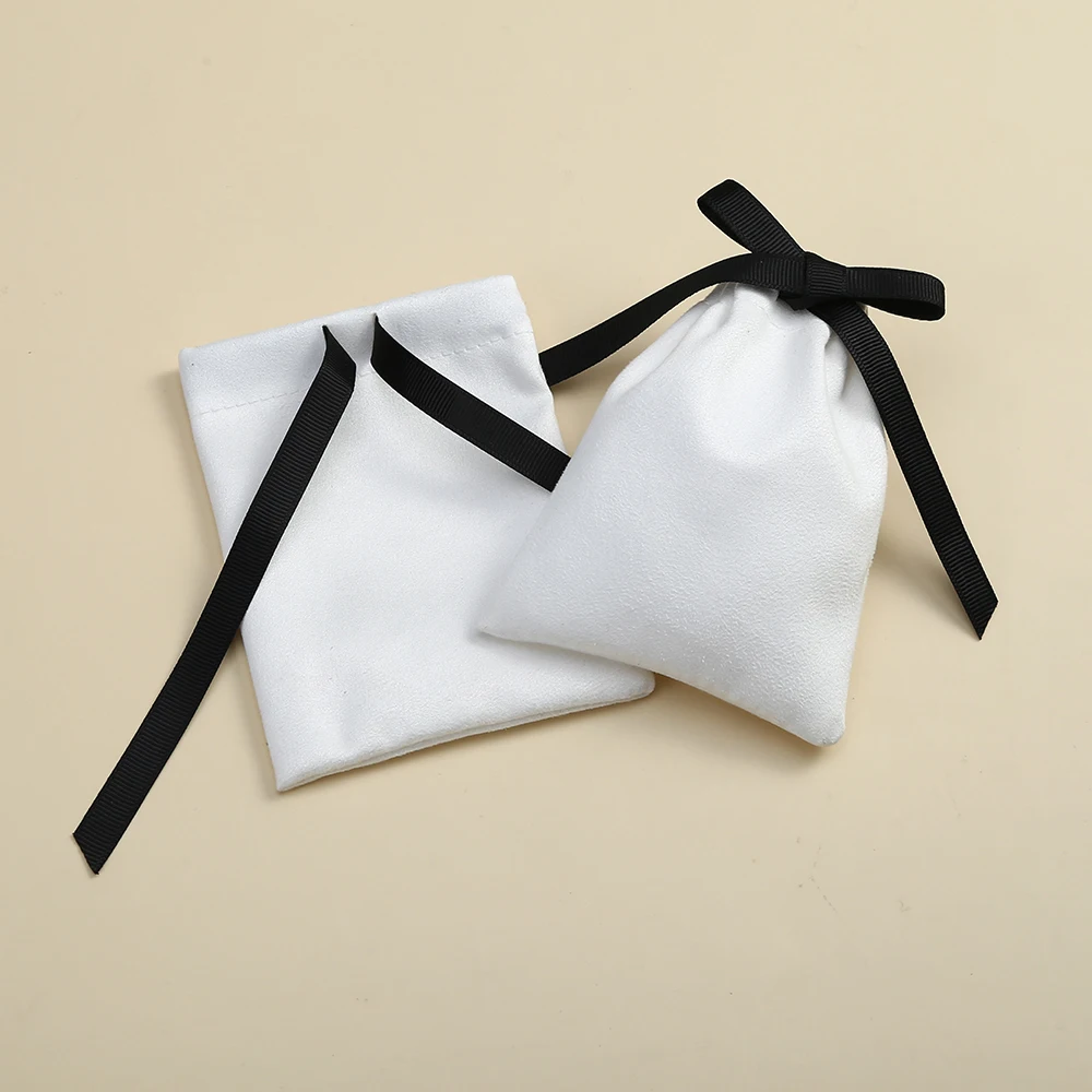 Travel Drawstring DIY Packaging Flannel Necklace White