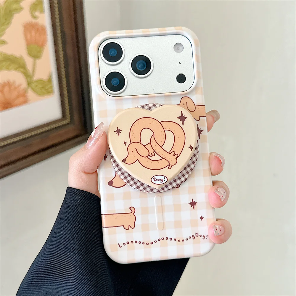 

Cute INS Han Feng Fei Lin FRO Magnetic Bracket Dog Suitable for iPhone 17 Pro Max 15 Promax/16 Pro 16 ProMax Anti Drop Protectio