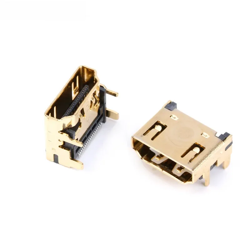 10 sztuk/5 sztuk HDMI kompatybilne żeńskie gniazdo/złącze wtykowe 19PIN 19 P kątowy SMT SMD 90 stopni pozłacane HD 19 PIN — zdjęcie 2