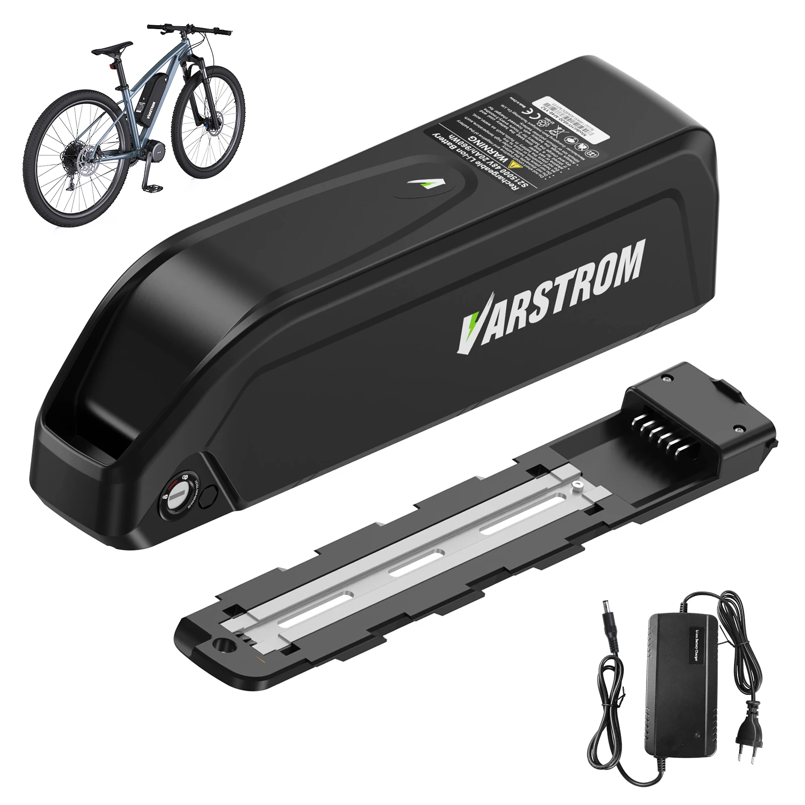 Varstrom Downtube Haiyue Version Elektrofahrrad-Akku 48V 20Ah 36V 20Ah 24Ah Akku 30A Smart BMS Lange Lebensdauer Original Leistungsstarker E-Bike Lithium-Akku Kleine Größe Kompakter Down-Tube-Akku