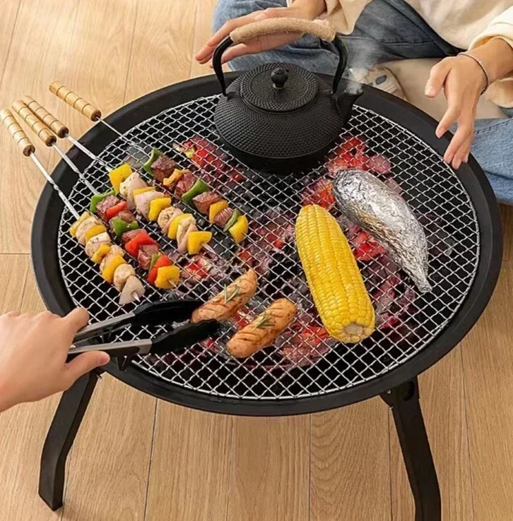 Grill de barbecue rond pour brasero, poêle d'extérieur de 21 pouces, gril chauffant pour brasero