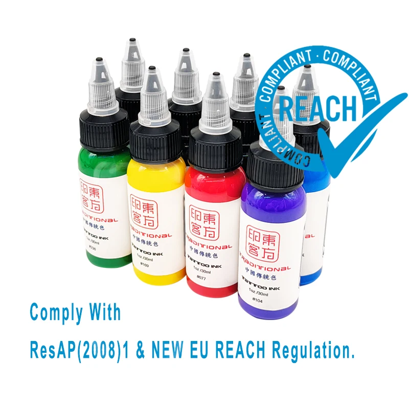 REACH Compliance OEM Tattoo Ink Pigments 25 Colors Available 1oz Test Reports On The Way Dynamic Black Formula