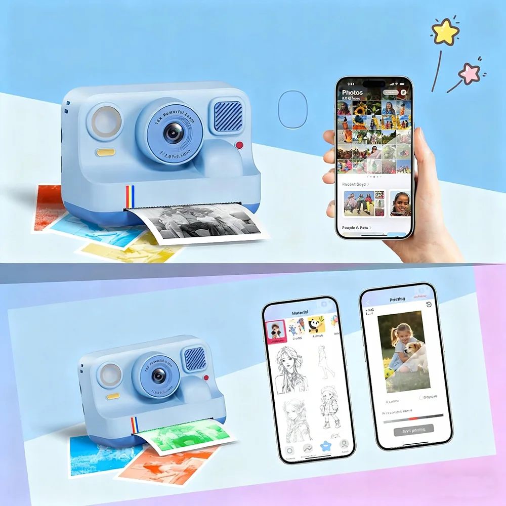 Kinderkamera Hochwertige Fotografie-Kamera für Kinder 1080P HD Dual-Selfie Sofortdruck Mit Druckpapier für Geburtstagsgeschenke – Detail 3