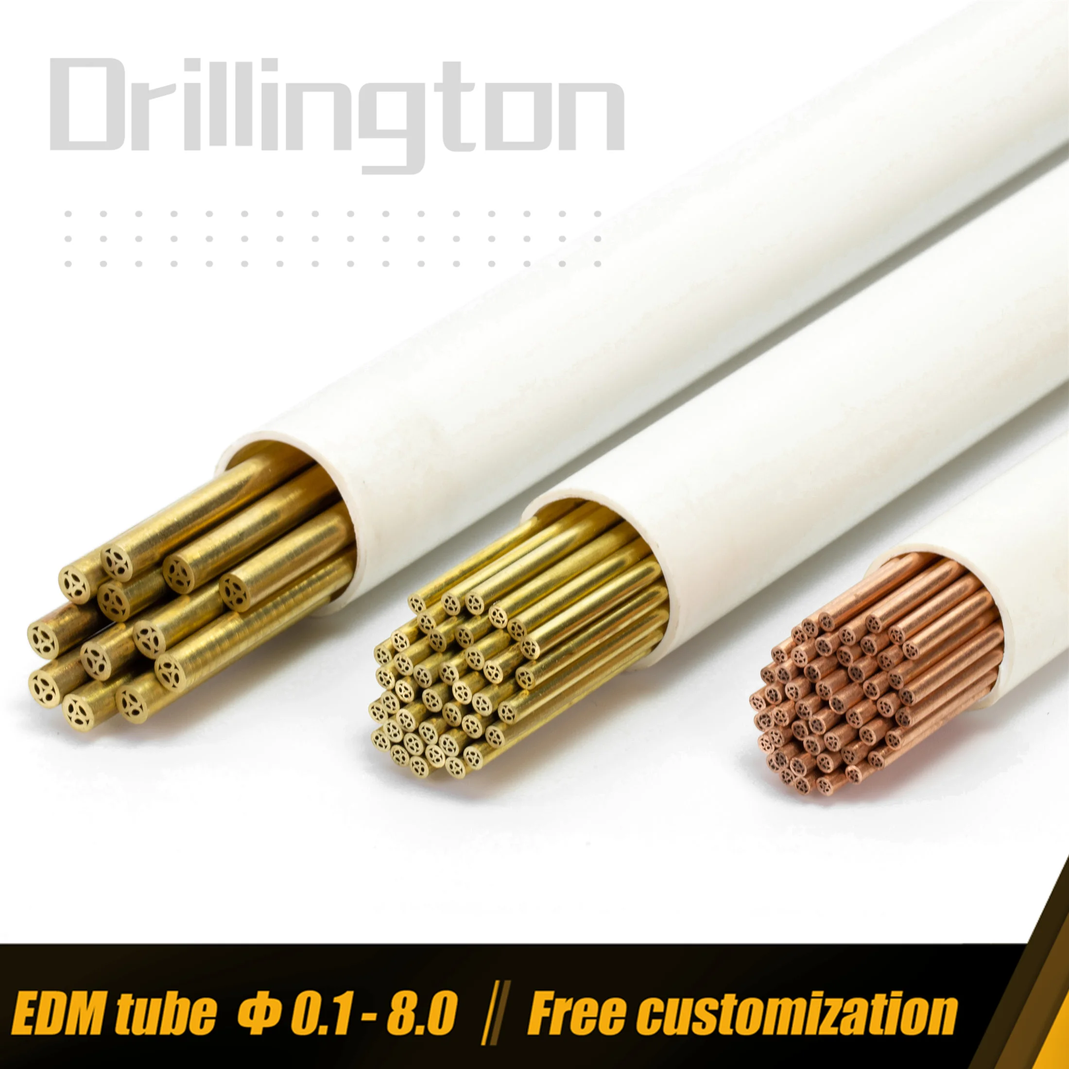 EDM Tube,Multi Channel 0.5mm,1 mm - 6 mm High Precision Multi-Hole Electrode Tube, Brass Copper Tube For EDM Precision Machining