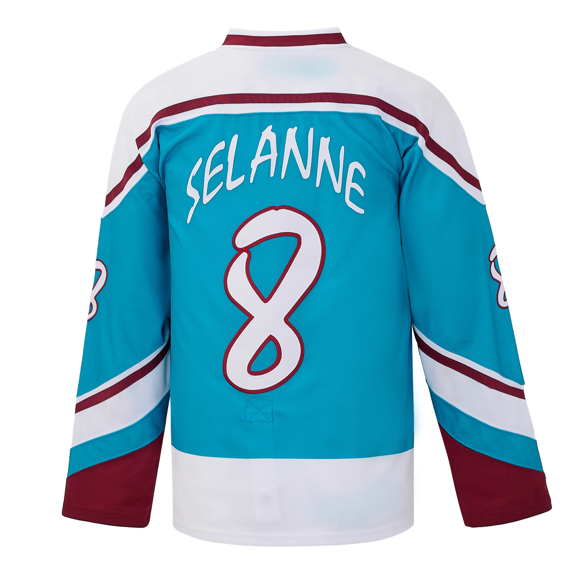 Men's #8 Selanne 'Breaking the Ice' Embroidered Hockey Jersey,Match Leisure Commemorate Hockey Uniforms