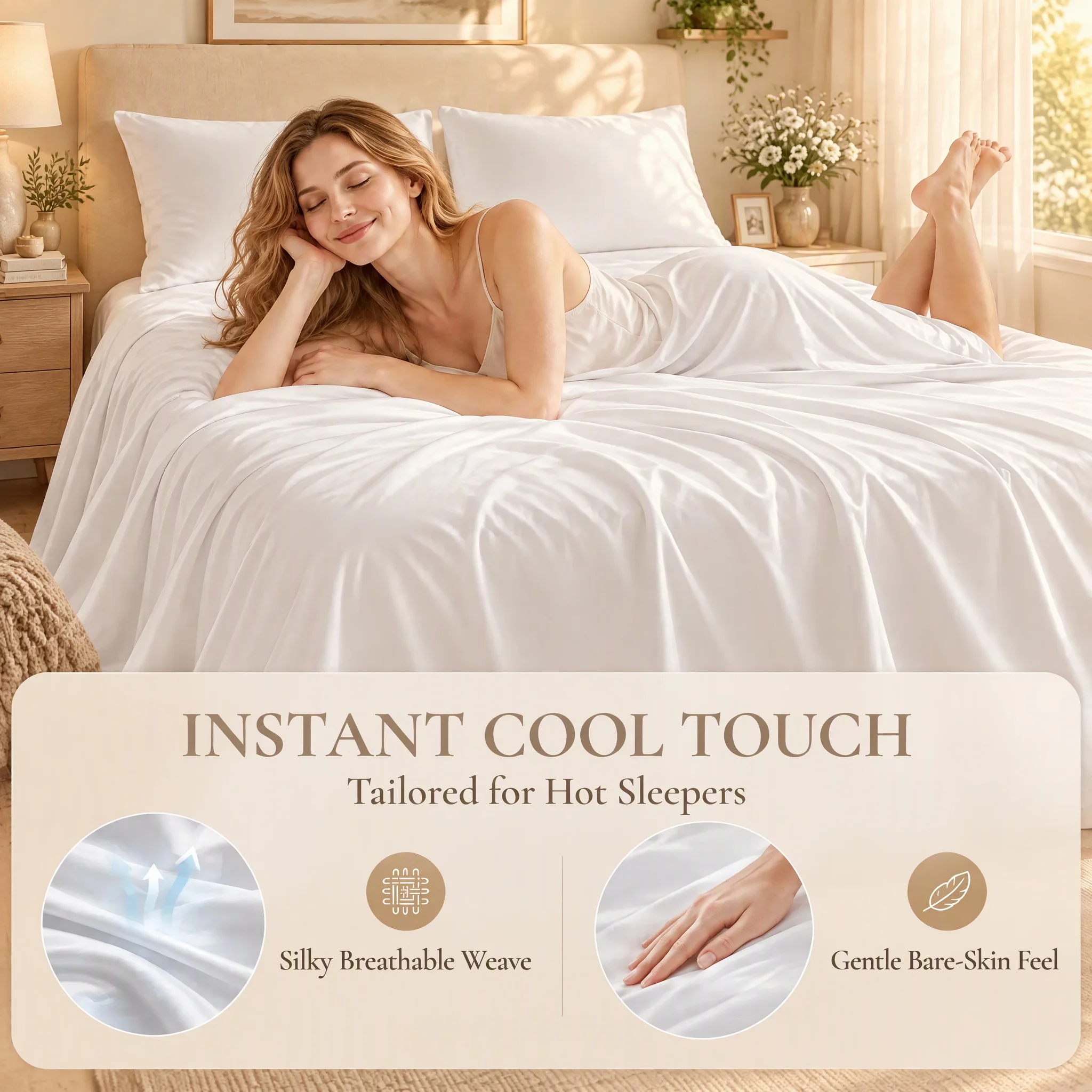 4-Piece Textile Kit, Refreshing Airy Surface, Reinforced All-Round Elastic, 16in Oversized Deep Pocket Build, Robust Gentle Feel, Room Refresh Decor, Twin Full Queen King Sizes