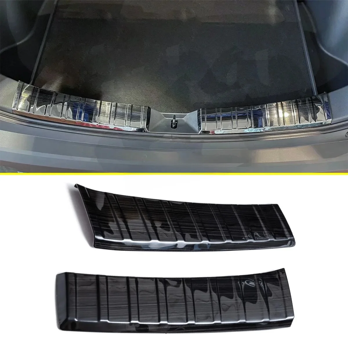 Car Trunk Trim Black Stainless Steel Rear Bumper For Toyota Corolla Cross 2022-2024 Protector Door Sill Scuff Plate Accessories