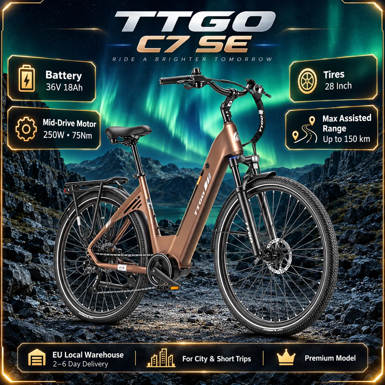Bicicletta elettrica con motore centrale da 250 W, sensore di coppia motore da 75 Nm, ruote da 28 pollici, batteria da 36 V e 18 Ah, autonomia di 150 km, freni idraulici, bicicletta leggera in