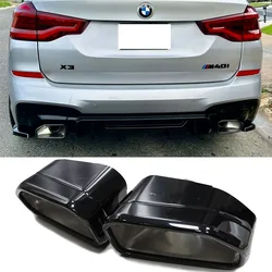 Car Exhaust Tip For BMW X3 G01 X4 G02 30i 2022 Square Exhaust Pipe Black Muffler Tips Welding Exhaust System Nozzle X series