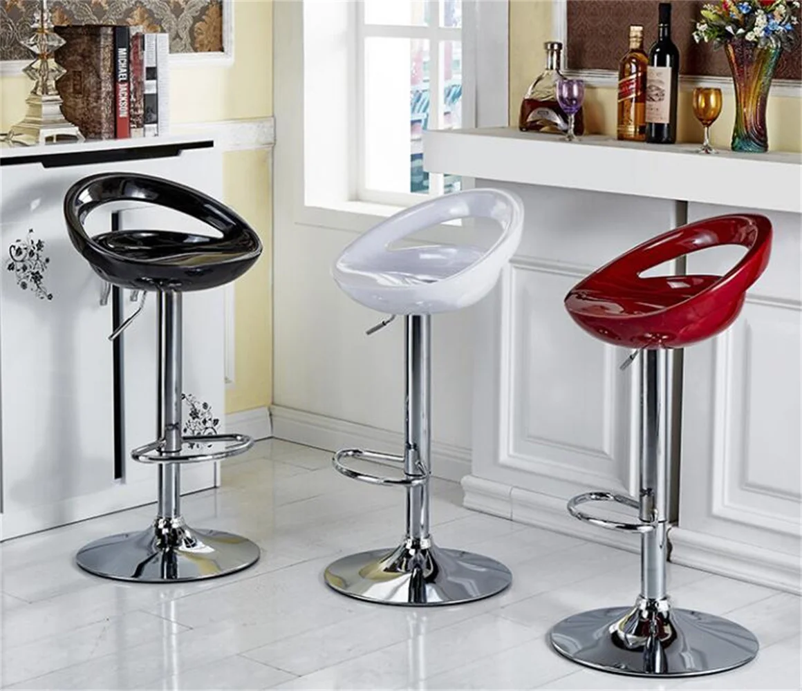 Silla giratoria de Bar alta ajustable, asiento nórdico moderno, elevador de escritorio frontal con taburete alto, respaldo de moda,  silla de Bar con patas de Metal de estilo nordic,sillas de comedor DE PVC