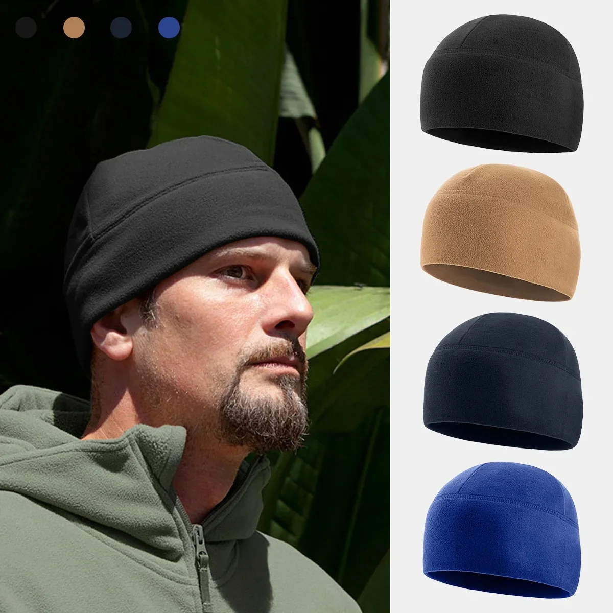 AliExpress HKXY GLOVES Autumn Winter Beanie Men's Cap Warm Motorcycle Tactical Hat Camping Cycling Thick Outdoor Sports Warm Windproof Fleece Hat
