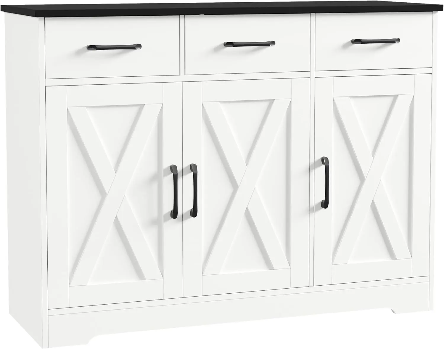 Kitchen Buffet Cabinet With Storage, Sideboard Coffee Bar Farmhouse Kitchen Storage Cabinet With 3 Drawers & Adjustable Shelf & Doors, 42.5