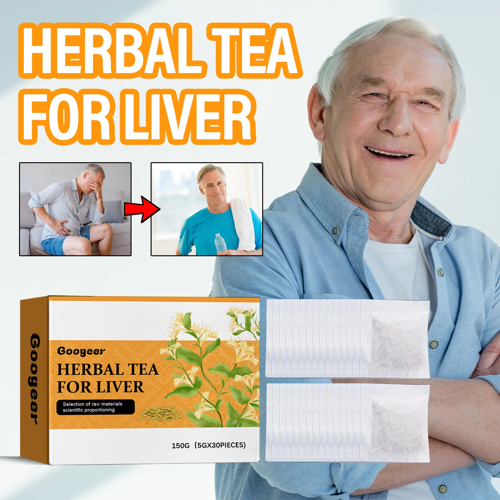 

Googeer 150g Herbal Liver Care Tea Bergamot Liver Detox Supplement Relieve Body Discomfort Support Immune Health Liver Detox Tea