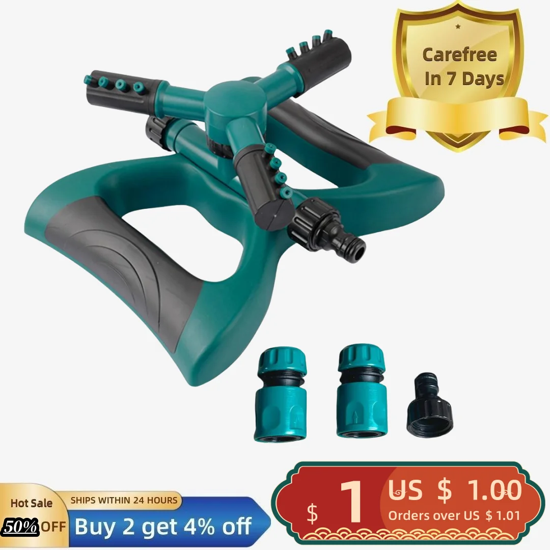 

1 Set Garden Sprinkler Controllable Watering Range Auto Rotation Hydraulic Drive Butterfly Base 3 Propeller Nozzles Irrigation S