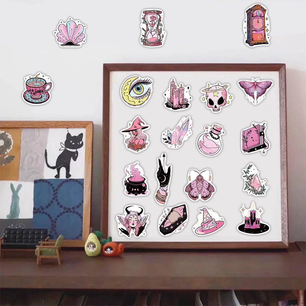 50 pçs dos desenhos animados rosa bruxa graffiti adesivos decorativos guitarra motocicleta caso de telefone diy portátil adesivos à prova dwaterproof água brinquedo
