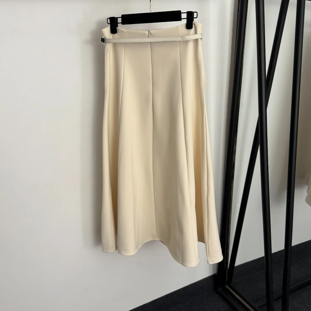 

26 autumn/winter new women's pleated waist A-line skirt with waist belt temperament skirt