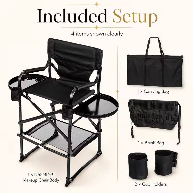 Wholesale Aluminum Folding Portable Upgraded Tall Director Makeup Artist Chair - Image 5