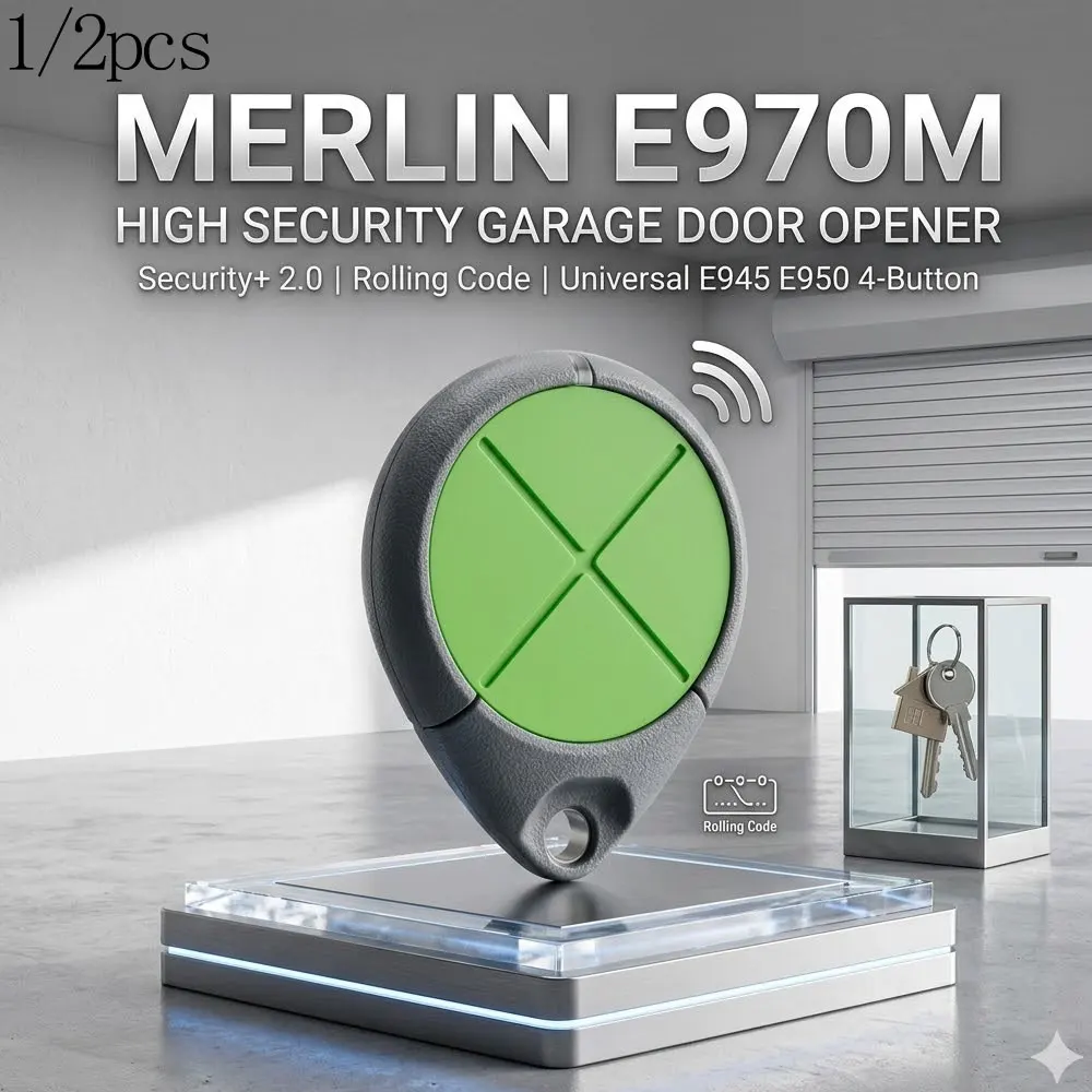 1/2pcs Merlin E970M Roller Door Openers For MR550EVO MR60 MR600 MR600a MR650 Security+ 2.0 Handheld Transmitter Rolling Code