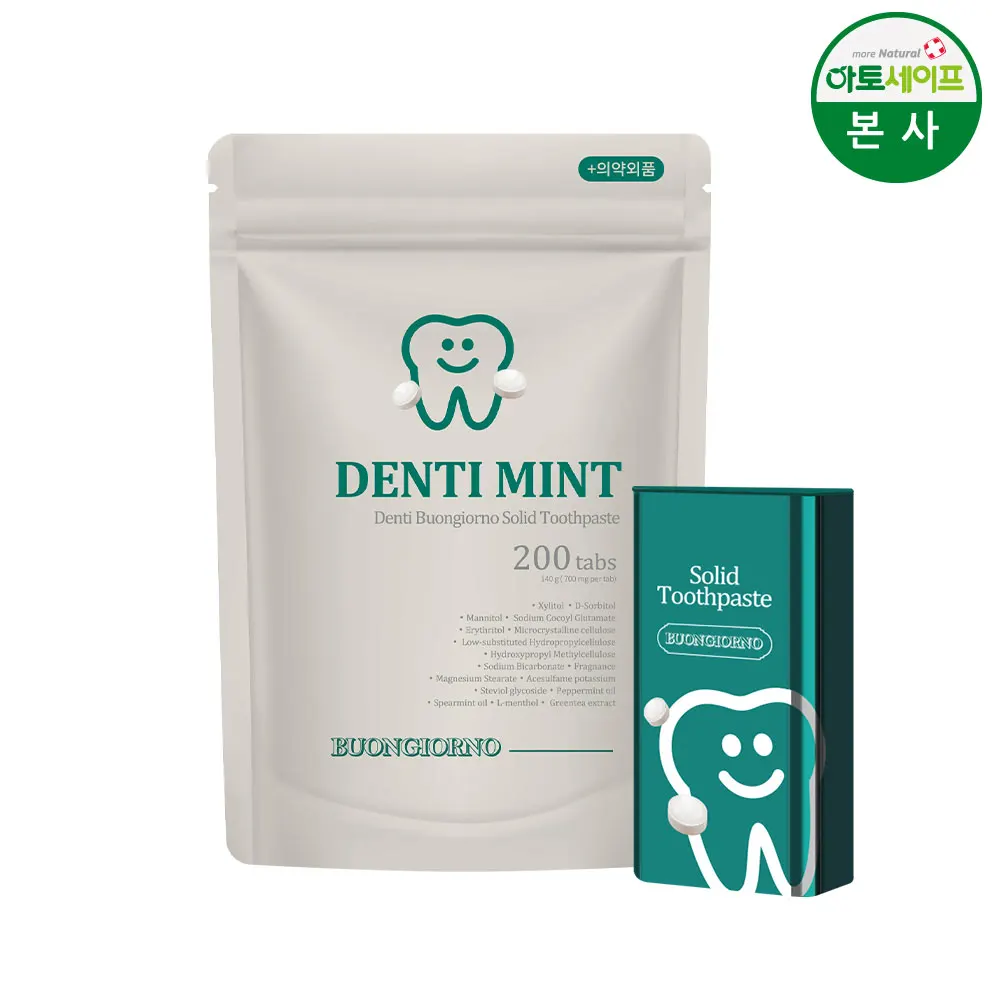 DentyBone Renault solid toothpaste mint 1 200 pills + 1 tin case