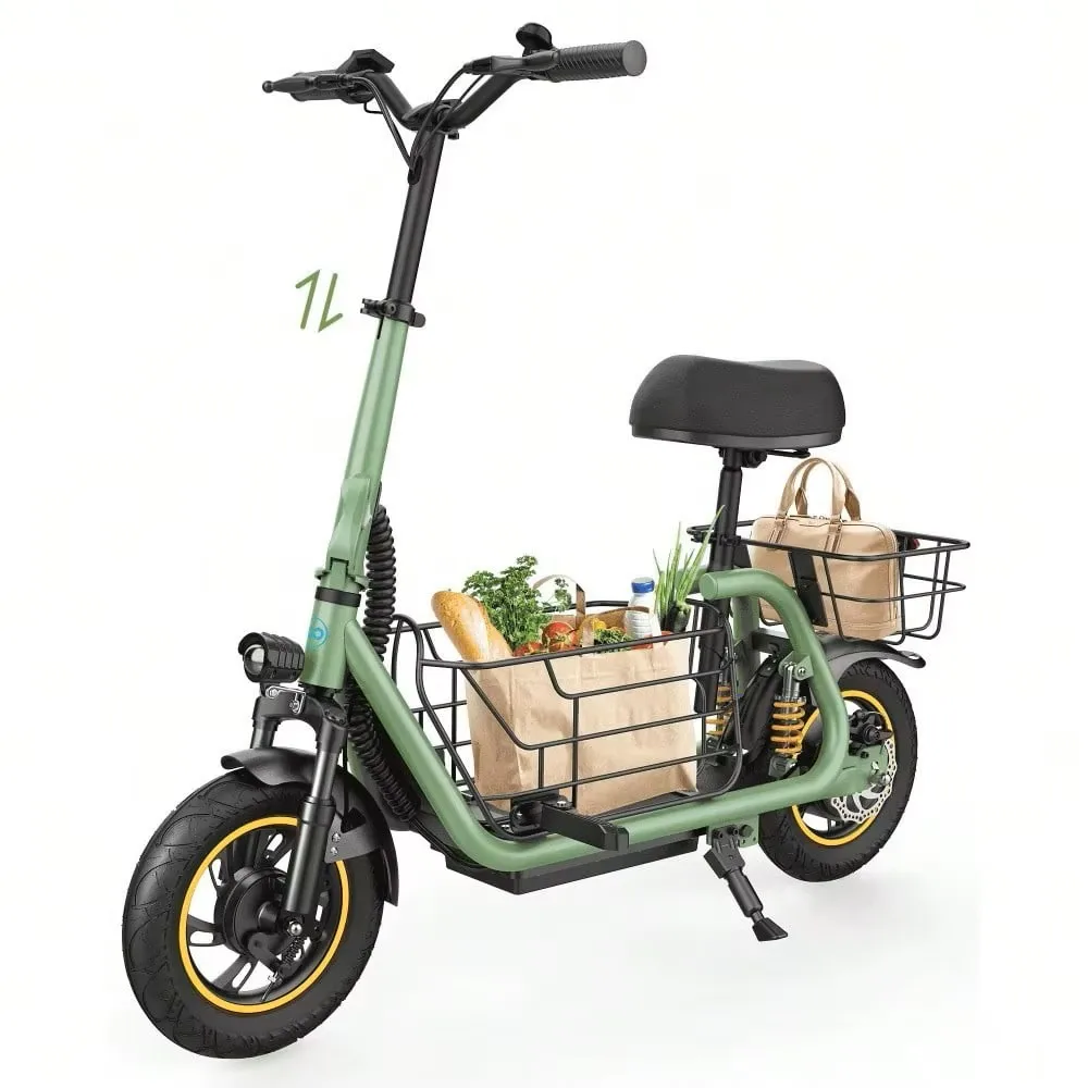 GYROSHOES 550W Pet-Friendly Electric Scooter for Adults with Seat, Dual Shock Absorbers, Front & Rear Pet Baskets, UL2272 Certified, 25-Mile Range, 18.6 MPH Commuter Scooter for Small Dogs & Errands