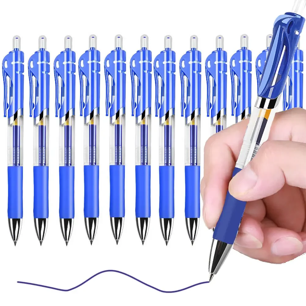 Recharges d'encre bleue rétractables de 0.5mm, stylos à Gel colorés, fournitures de papeterie esthétique, stylos à bille et crayons de bureau, école d'écriture