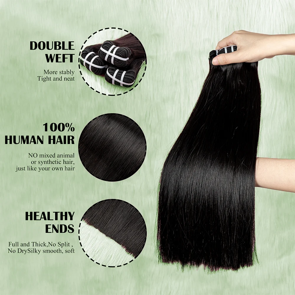 V Beauty 16A Human Hair Bunldes Double Drawn Vietnamese Human Hair Bundles Bone Straight Virgin Hair 6 16 20 30 Inches Full Hair