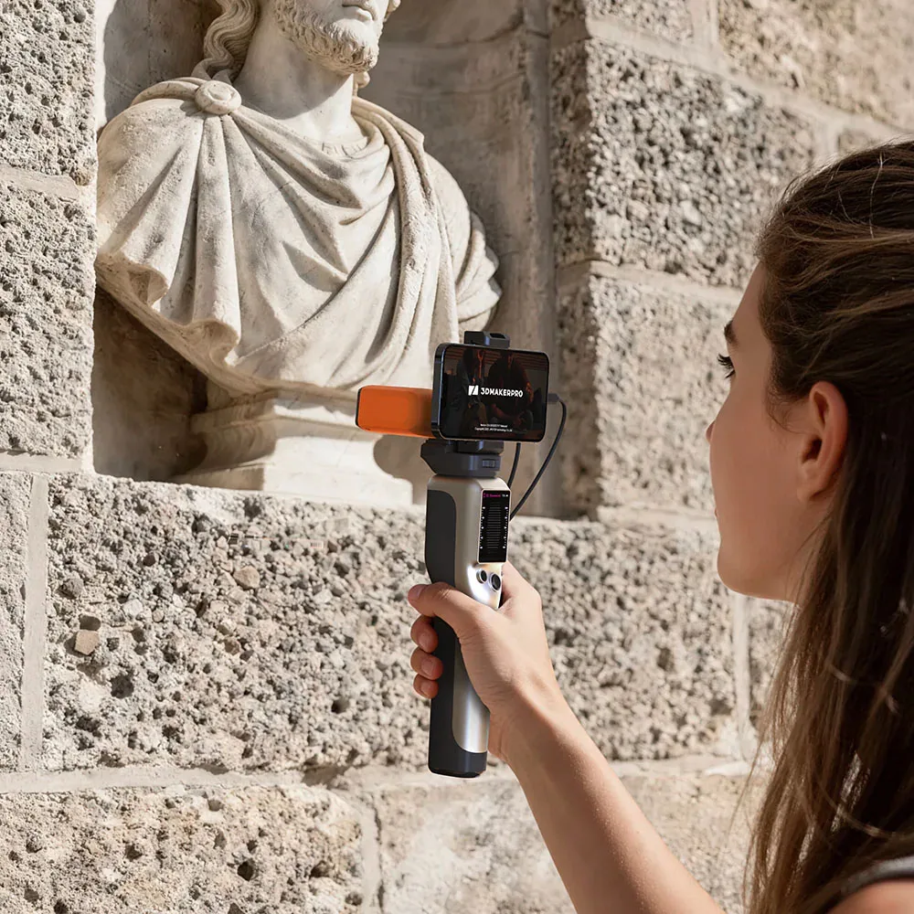 3DMakerpro Fox, scanner 3D avec suivi visuel par IA, précision de 0,07 mm, résolution de 0,10 mm, fréquence d’images de 10 images par seconde, appareil de numérisation 3D portable, compatible avec Windows/macOS/Android/iOS, scanner de modélisation 3D portatif pour l’ingénierie inverse.