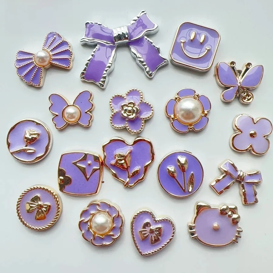 WFFNNKC-Accessoires de bouton de vêtement de nœud papillon de fleur de mode, boucles d'oreilles de bricolage, décor d'artisanat de broche, résine violette douce, 10-20 pièces