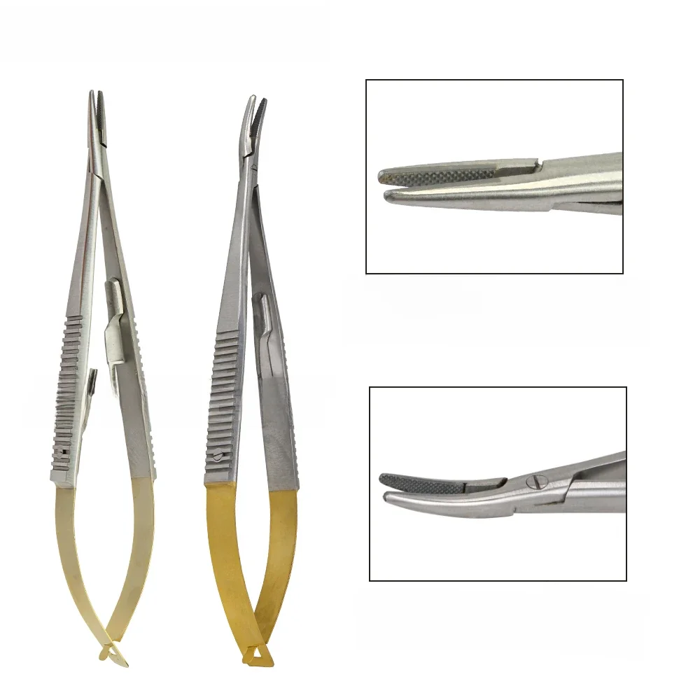 Głowa TC zakrzywiona/prosta chirurgiczny implant ortodontyczny dentystyczny Castroviejo uchwyty igłowe 14cm 16cm Instrument laboratorium dentystycznego — zdjęcie 2