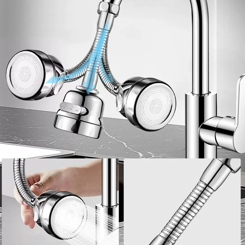 Kitchen Gadgets 3 Modes 360 Rotatable Bubbler High Pressure Faucet Extender Water Saving Bathroom Kitchen Accessories Supplies