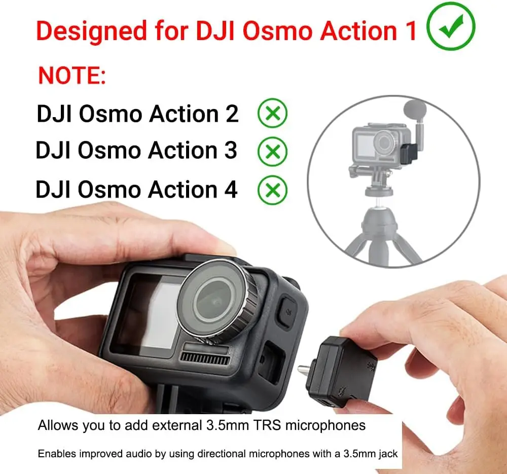 JJC Dual 3.5mm USB-C Microphone Adapter Only for DJI Osmo Action 1 Camera Supporting Battery Charging and Data Transmission